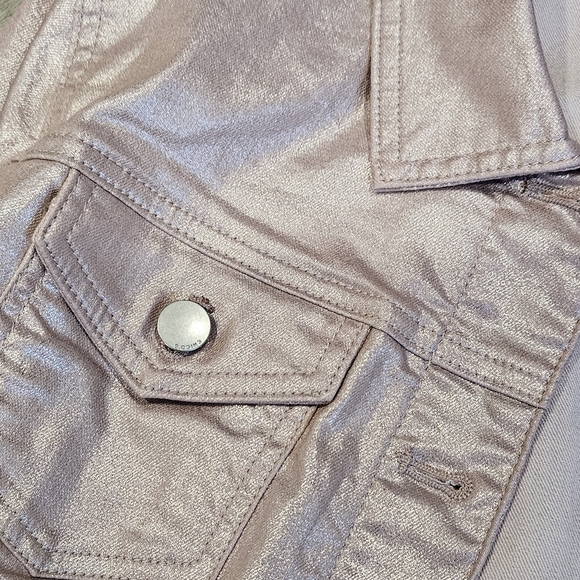 Chico's Women's Size 1 Metallic Pink Button-Up Utility Jacket - Picture 6 of 12